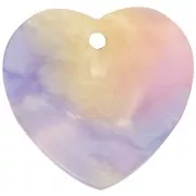 15x16.5mm Sequin heart in acetate - Turtle Shell Blue - Pink x1