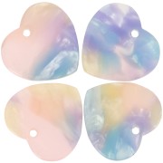 15x16.5mm Sequin heart in acetate - Turtle Shell Blue - Pink x1