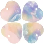 15x16.5mm Sequin heart in acetate - Turtle Shell Blue - Pink x1