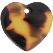 15x16.5mm Sequin heart in acetate - Tortoiseshell - Brown - Black x1