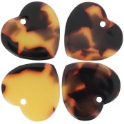 15x16.5mm Sequin heart in acetate - Tortoiseshell - Brown - Black x1