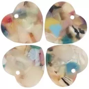 15x16.5 mm Acetate Heart Sequin - Tortoiseshell - Beige - Multicolor x1