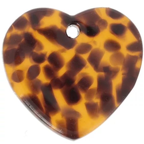 15x16.5mm Sequin heart in acetate - Terrazzo Marron - Noir x1