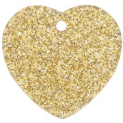 15x16.5mm acrylic heart sequin - Gold glitter x1