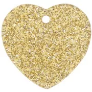 15x16.5mm acrylic heart sequin - Gold glitter x1