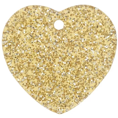 15x16.5mm acrylic heart sequin - Gold glitter x1