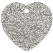 15x16.5mm acrylic heart sequin - Silver glitter x1