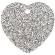 15x16.5mm acrylic heart sequin - Silver glitter x1