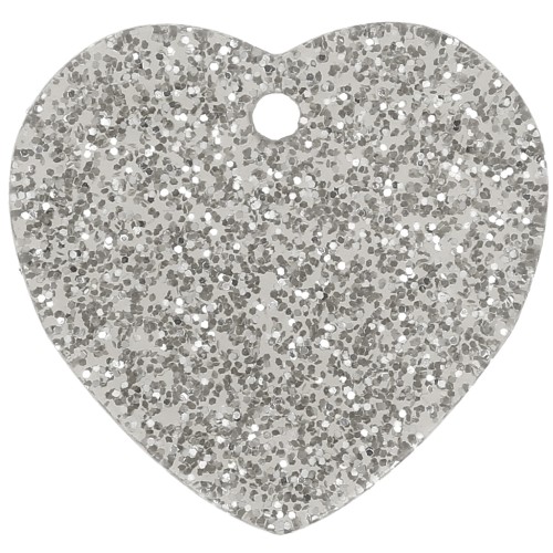 15x16.5mm acrylic heart sequin - Silver glitter x1