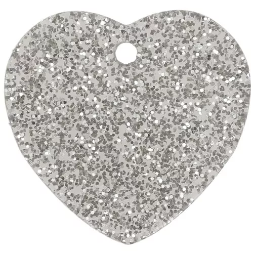 15x16.5mm acrylic heart sequin - Silver glitter x1