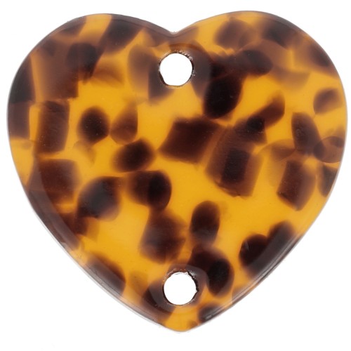 15x16.5mm Acrylic heart spacer - Terrazzo Brown - Black x1