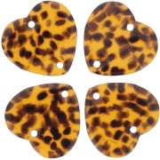 15x16.5mm Acrylic heart spacer - Terrazzo Brown - Black x1