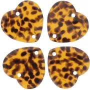 15x16.5mm Acrylic heart spacer - Terrazzo Brown - Black x1
