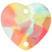 15x16.5mm Acrylic heart spacer - Tortoiseshell Red - Blue x1