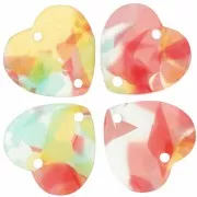 15x16.5mm Acrylic heart spacer - Tortoiseshell Red - Blue x1