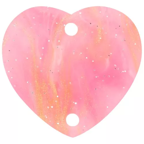 Acrylic heart spacer 15x16.5 mm - Pink marbled glitter x1