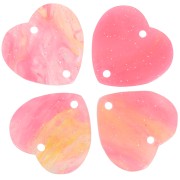 Acrylic heart spacer 15x16.5 mm - Pink marbled glitter x1