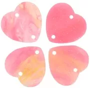 Acrylic heart spacer 15x16.5 mm - Pink marbled glitter x1