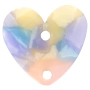 14x15mm Acetate Heart Insert - Tortoiseshell Blue - Pink x1|raw }}