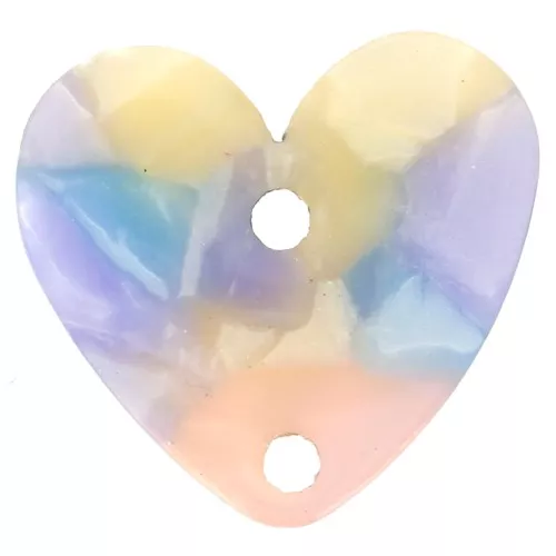 14x15mm Acetate Heart Insert - Tortoiseshell Blue - Pink x1