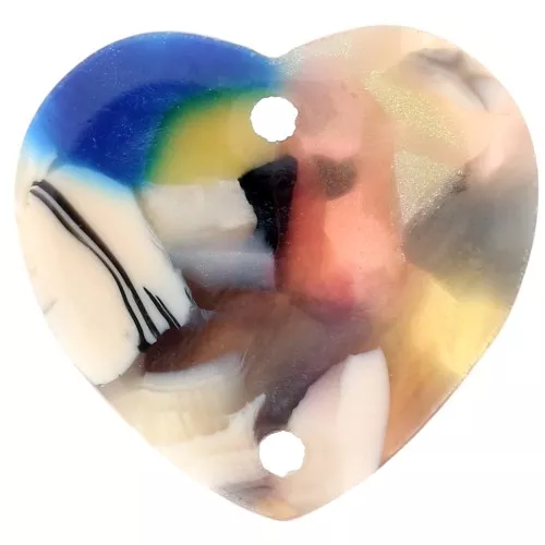 Acetate heart spacer 15x16.5 mm - Tortoiseshell - Beige - Multicolored
