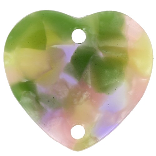 15 x16.5mm Acetate heart spacer - Tortoiseshell - Violet Green x1