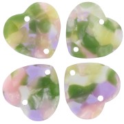 15 x16.5mm Acetate heart spacer - Tortoiseshell - Violet Green x1
