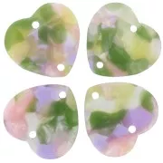 15 x16.5mm Acetate heart spacer - Tortoiseshell - Violet Green x1