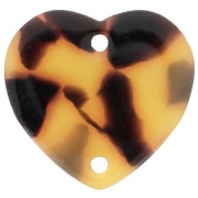 15 x16.5mm Acrylic heart spacer - Tortoiseshell - Brown - Black x1|raw }}
