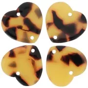 15 x16.5mm Acrylic heart spacer - Tortoiseshell - Brown - Black x1