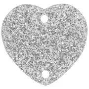 15 x16.5mm Acrylic heart spacer - Silver glitter x1