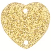 15 x16.5mm Acrylic heart spacer - Gold glitter x1