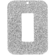 40x30mm Rectangular hollow acrylic pendant - Silver glitter x1
