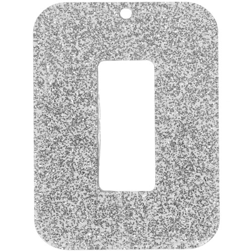 40x30 mm hollow rectangle acrylic pendant - Silver glitter x1