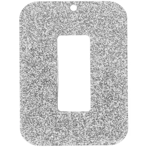 40x30 mm hollow rectangle acrylic pendant - Silver glitter x1