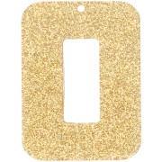 40x30mm Rectangular hollow acrylic pendant - Gold glitter x1
