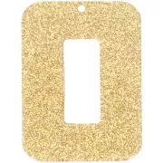 40x30mm Rectangular hollow acrylic pendant - Gold glitter x1