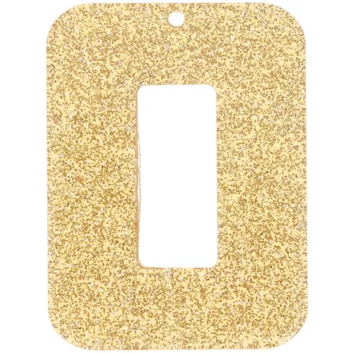 40x30 mm hollow rectangle acrylic pendant - Gold glitter x1