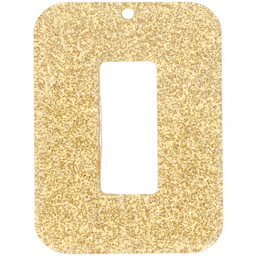40x30mm Rectangular hollow acrylic pendant - Gold glitter x1