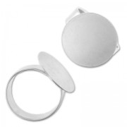 adjustable ring with pad 18mm silver tone  x1