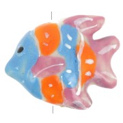 17x22mm Ceramic fish bead - Vintage pink - Blue - Orange x1|raw }}