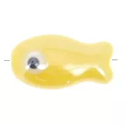 10x19mm Ceramic fish bead - Yellow x1