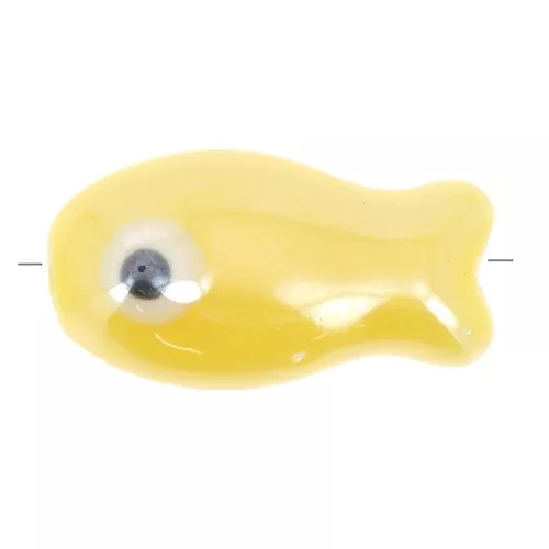 10x19mm Ceramic fish bead - Yellow x1