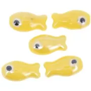 10x19mm Ceramic fish bead - Yellow x1