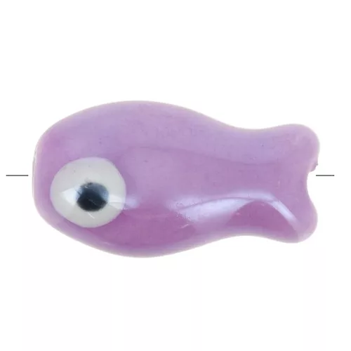 10x19mm Ceramic fish bead - Violet x1