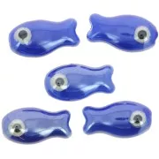 10x19mm Ceramic fish bead - Blue x1