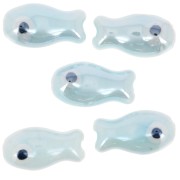 10x19mm Ceramic fish bead - Light blue x1