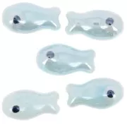 10x19mm Ceramic fish bead - Light blue x1