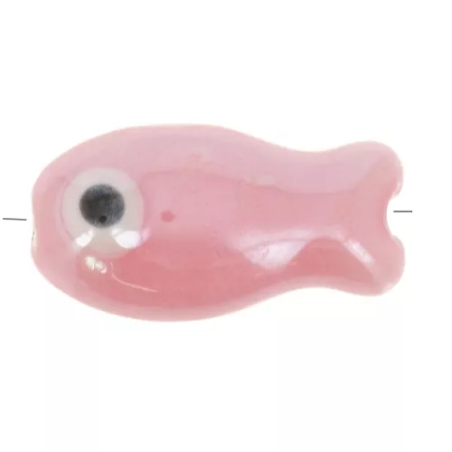 10x19mm Ceramic fish bead - Vintage Pink x1