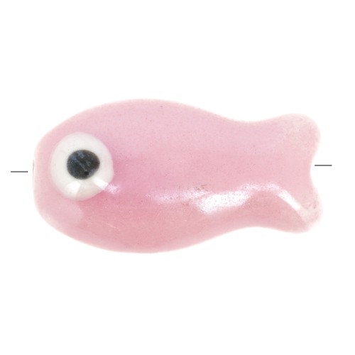 10x19mm Ceramic fish bead - Pink x1